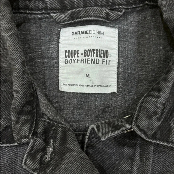 Garage Denim Faded Stone Wash Black Denim Blue Jean Jacket Size Medium - Picture 3 of 8